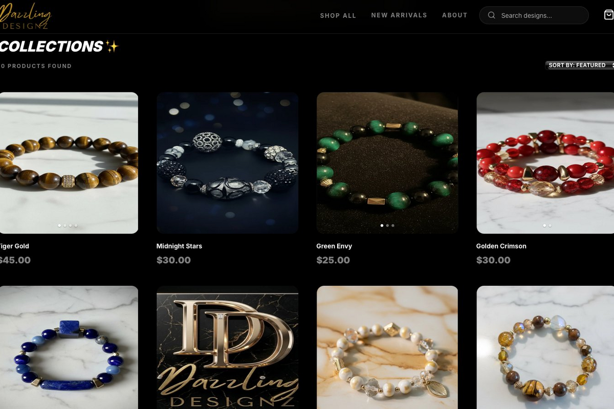 Dazzling Designz LLC website showcasing creative design services and branding solutions